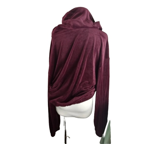 Anthropologie Daily Practice Burgundy Oversized Velour Velvet Hoodie Size L - Picture 9 of 9